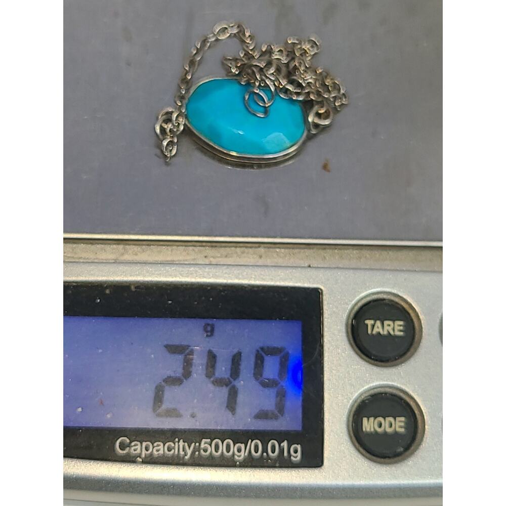 Dainty Sterling Silver 925 Single Turquoise Stone‎ Bracelet 7.5" - Picture 7 of 7